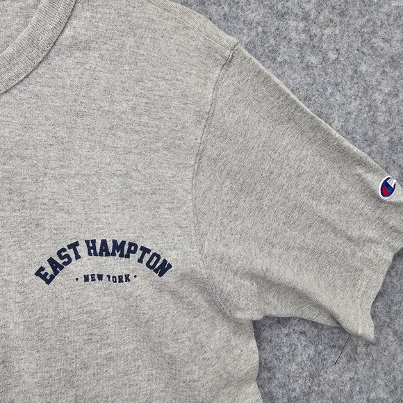 East Hampton T Shirt Mens S Heather Gray CHAMPION Classic Tee Embroidered Logo - Picture 7 of 9